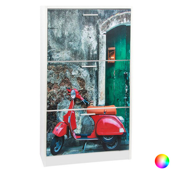 Pantofar Dekodonia Motocicletă Lemn Vintage (60 x 24 x 115 cm) - Culoare Alb/Roșu