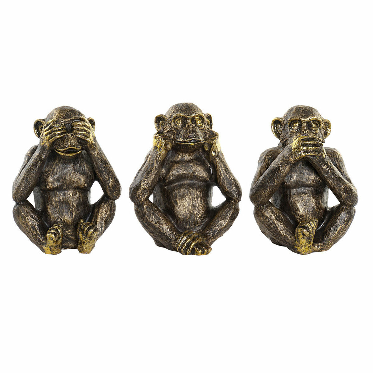 Figură Decorativă DKD Home Decor Maimuță Rășină Colonial (3 pcs)