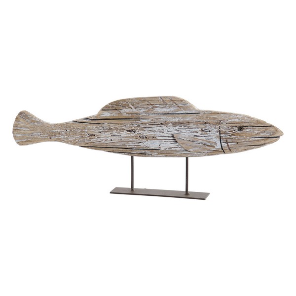 Figură Decorativă Dekodonia Metal Lemn de paulownia Pește (40 x 5 x 15 cm)