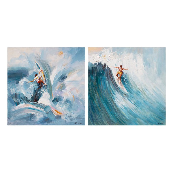 Set de 2 Tablouri în Ulei Surf (100 x 4 x 100 cm)